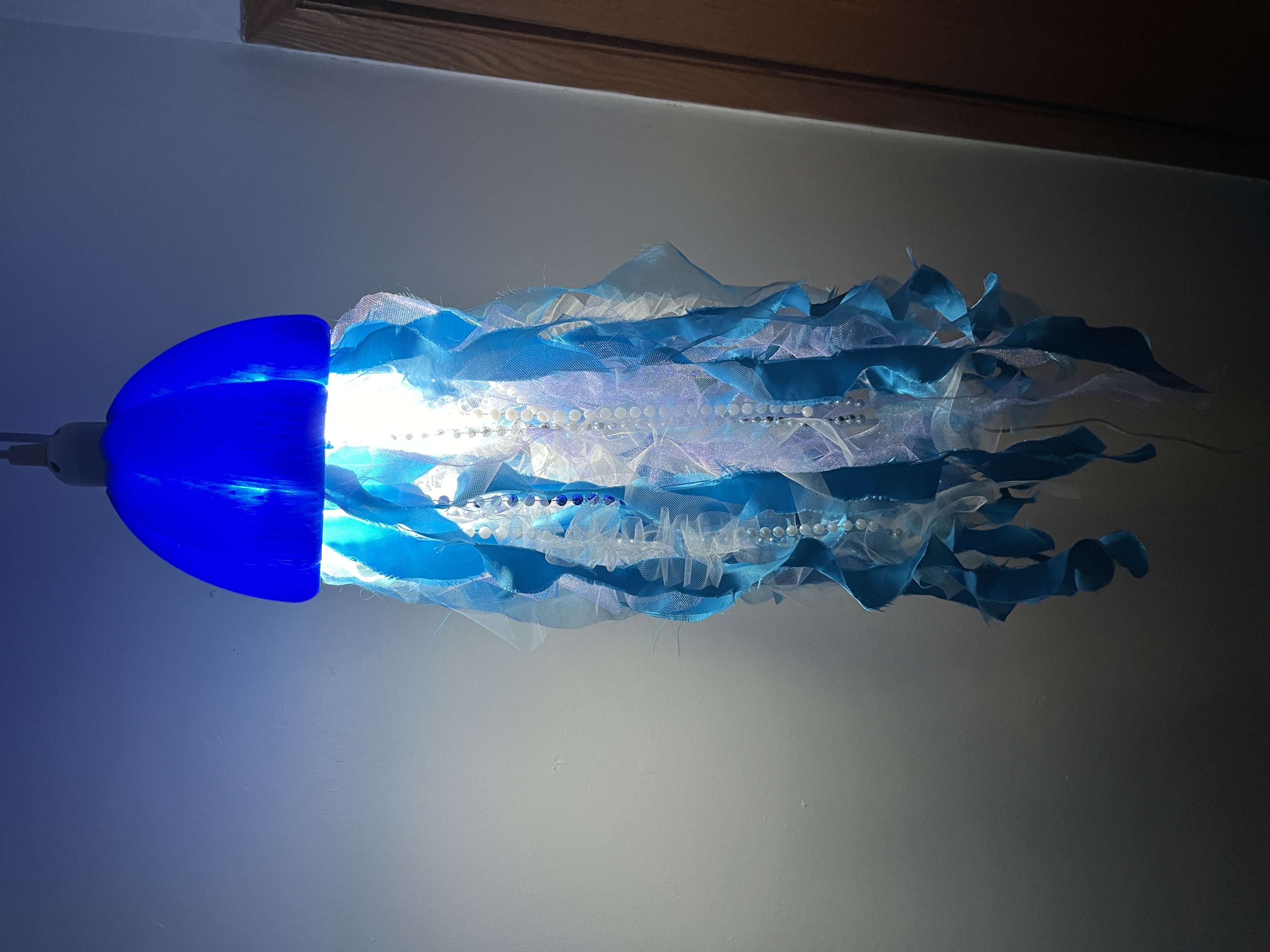 Jellyfish lamp — alternate lit view