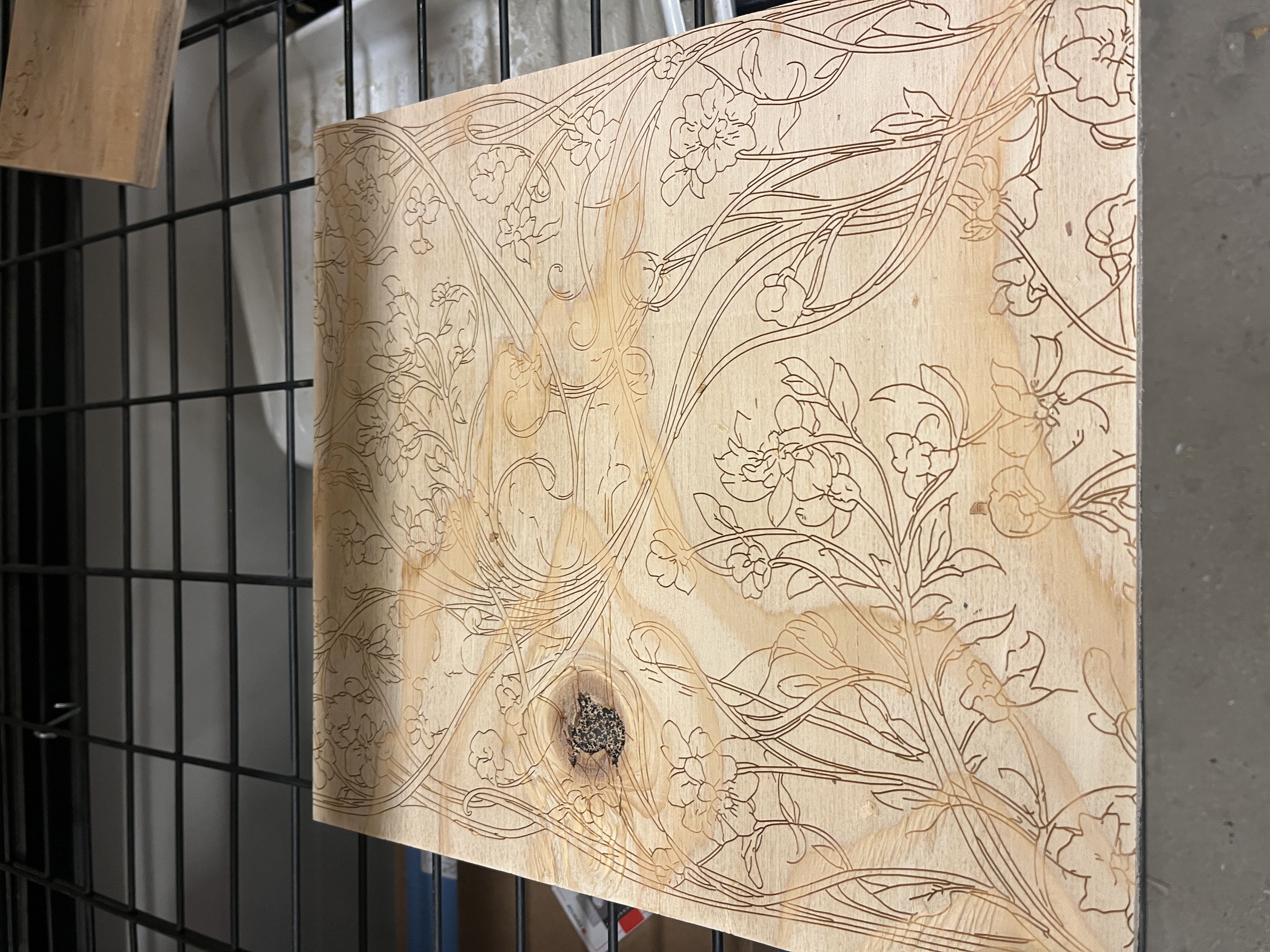 Post-etching result on wood